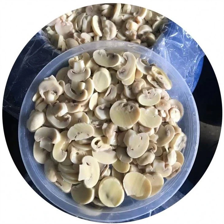 Sliced salted mushroom in drums